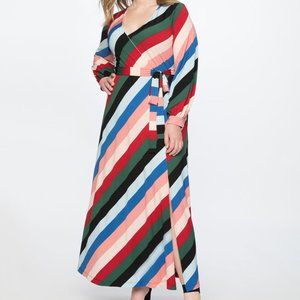 Eloquii Striped Wrap Maxi Dress